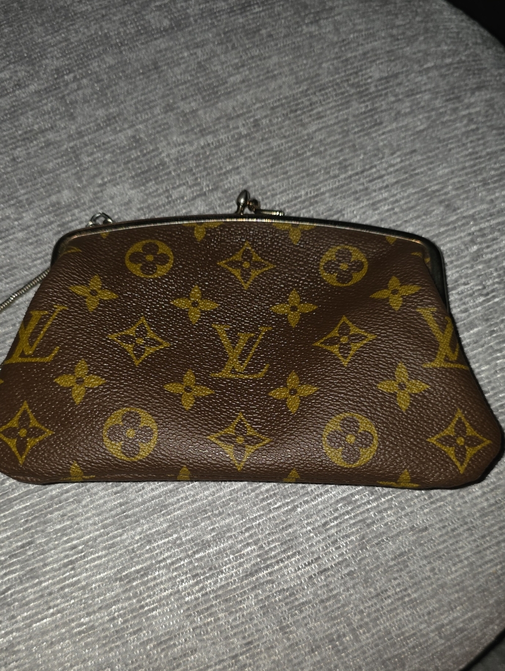 Louis Vuitton Brown Monogram Kiss Lock Pouch Clutch Wristlet
